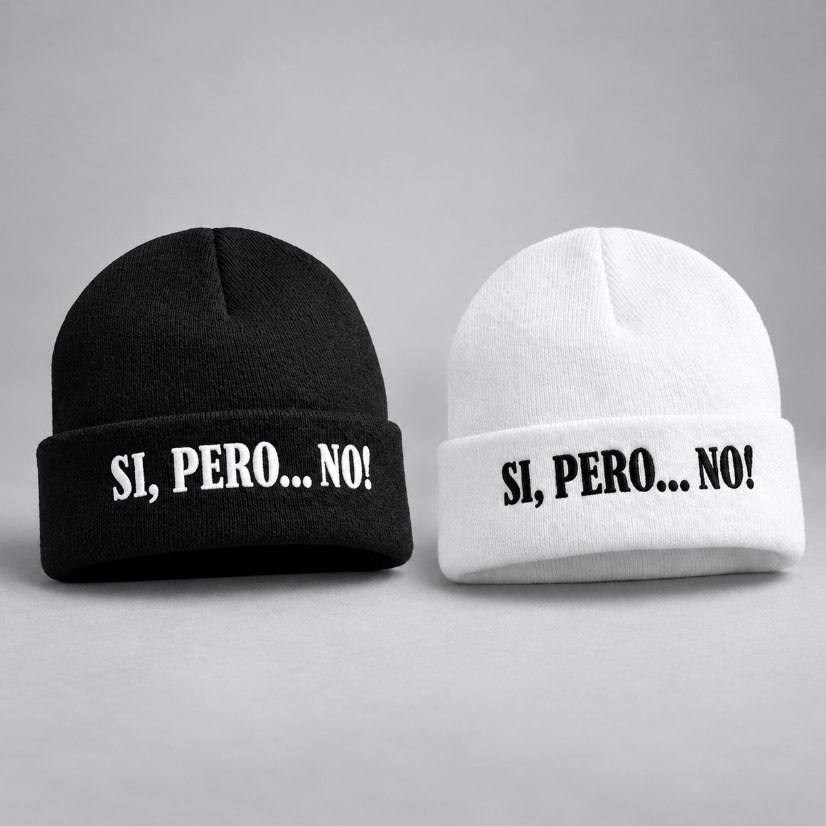 Black and white Si Pero No embroidered winter skullies